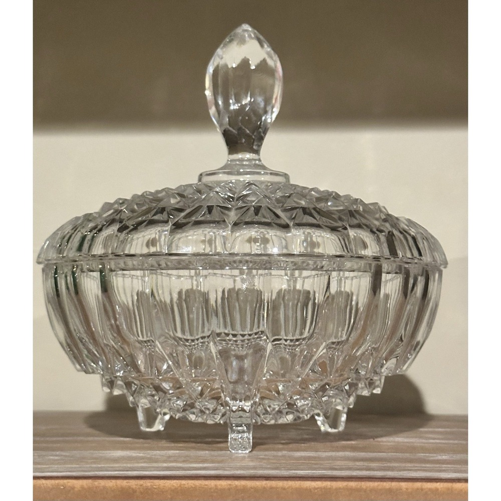 Nachtmann Bleikristall crystal Bowl With Cover Pedestal Footed Bowl Candy Dish‎